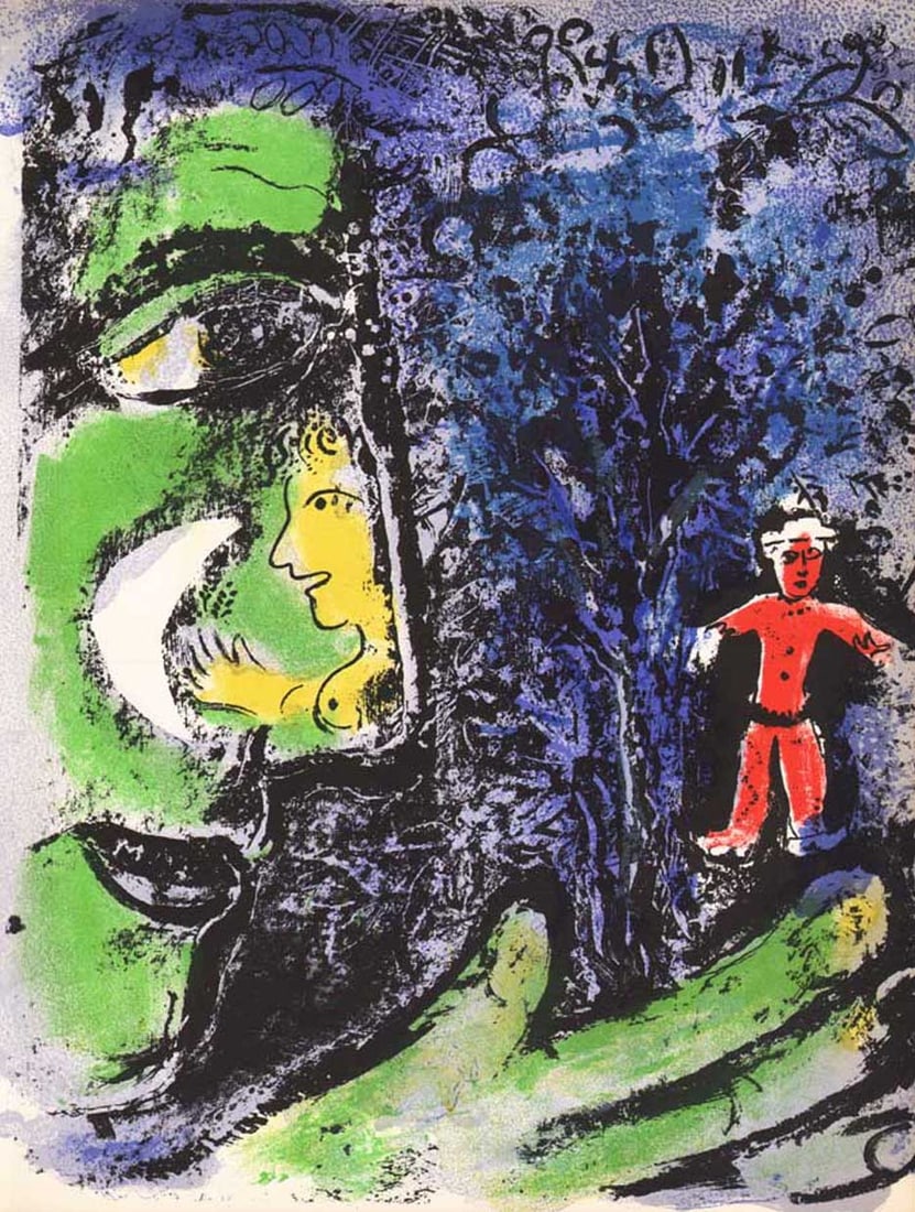 1960 Marc Chagall Original Lithograph Le Profile et L'enfant Rouge (1 of 1)