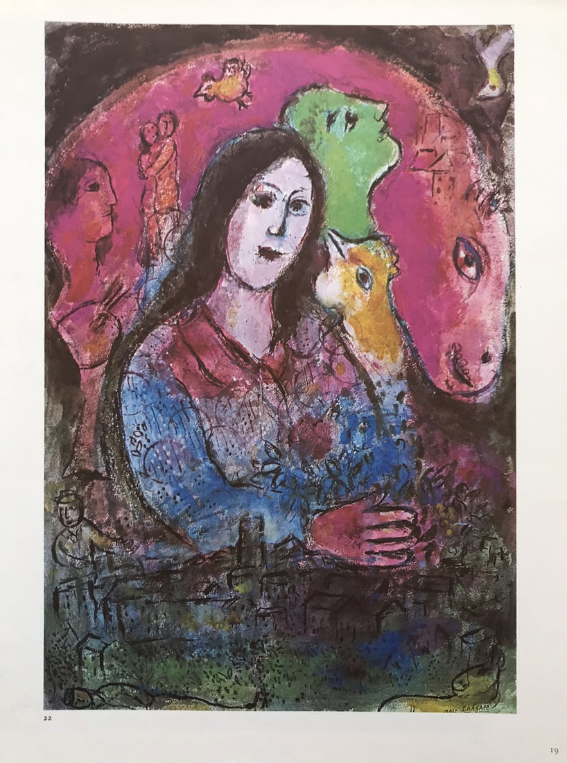 Marc Chagall La pensee, DM07225 Derriere le miroir 1977: Title: Marc Chagall La pensee, DM07225 Derriere le miroir 1977 Description: Artist: Marc Chagall Title: La pensee, DM07225 Midium: Quadrichromie Marks: Not signed or numbered Size: 15 x 11 inch Printe