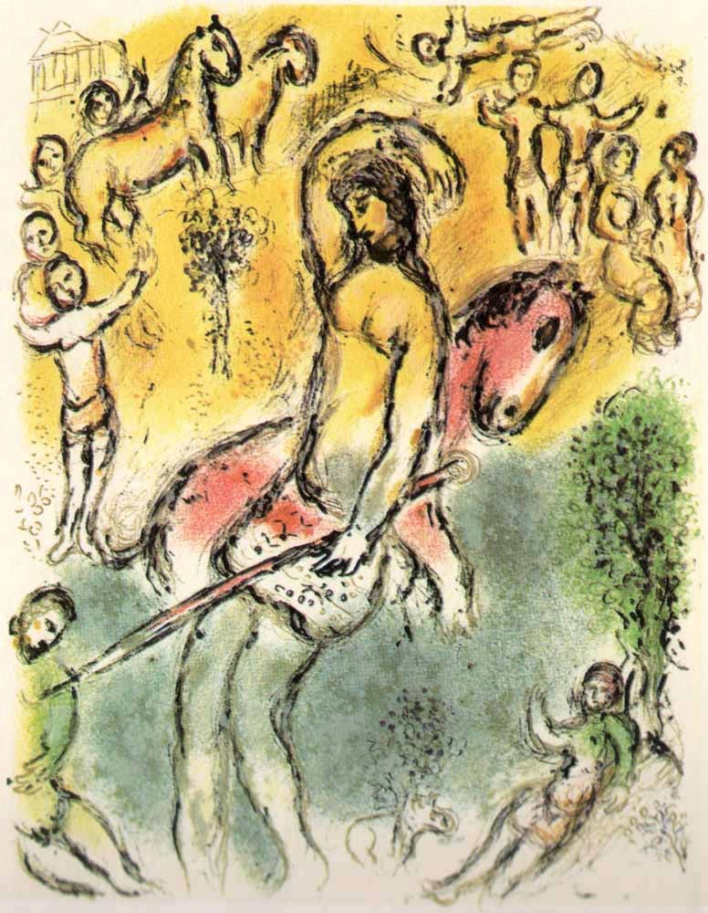 1989 Chagall Lithograph v1-12 Odyssee I am Ulisses: Title: 1989 Chagall Lithograph v1-12 Odyssee I am Ulisses Description: Title: I'am Ulisses Artist: Marc Chagall Medium: Lithograph Marks: Not signed not numbered Printed: 1989 in Germany Paper: Wove s