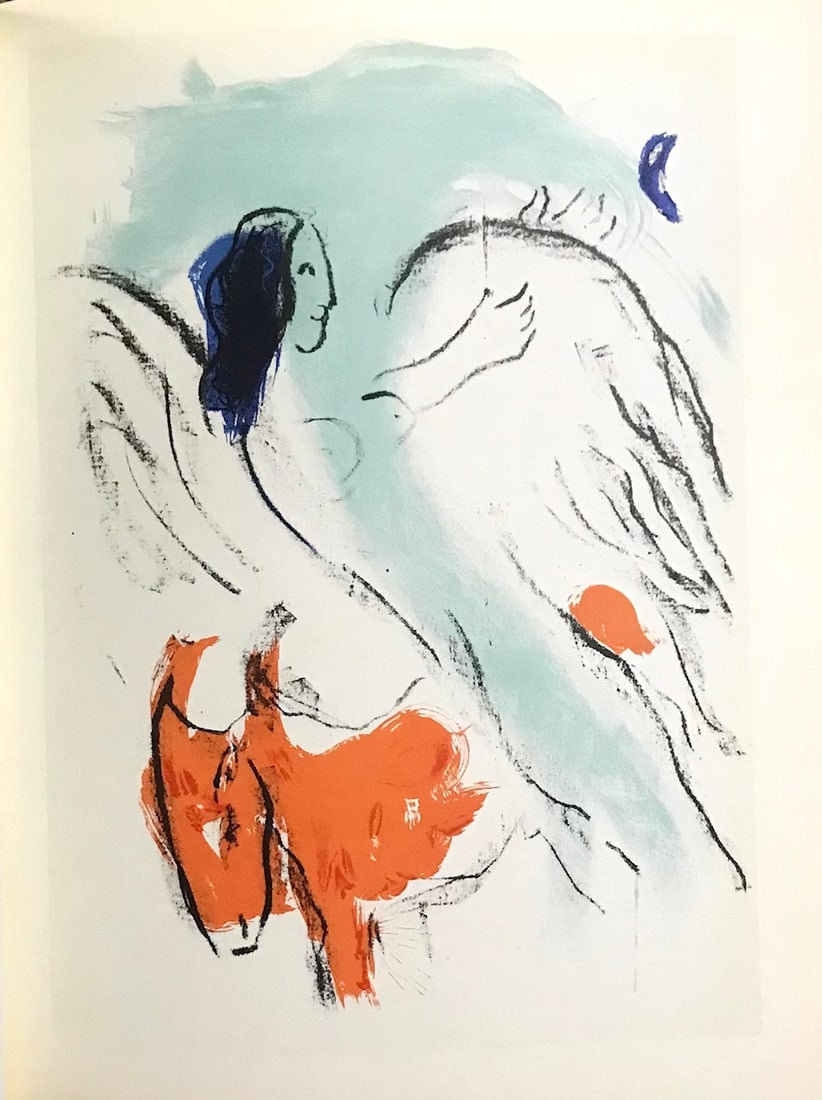 The Angel 1963 from Catalog Marc Chagall Lithographs: Title: The Angel 1963 from Catalog Marc Chagall Lithographs Description: Artist: Marc Chagall Country: Russia - France Title: The Angel Medium: Heliogravures Marks: Not signed, not numbered Printed: