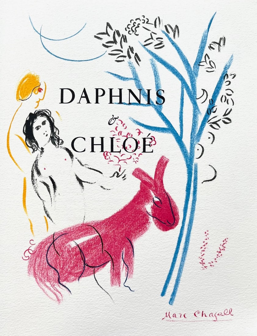 Marc Chagall Lithograph 19-2 A meme la Pierre 1982: Title: Marc Chagall Lithograph 19-2 A meme la Pierre 1982 Description: Title: Daphnis and Chloe drawing Artist: Marc Chagall Country: France Medium: Lithograph - 19 -2 Marks: Signed in plate, not numb