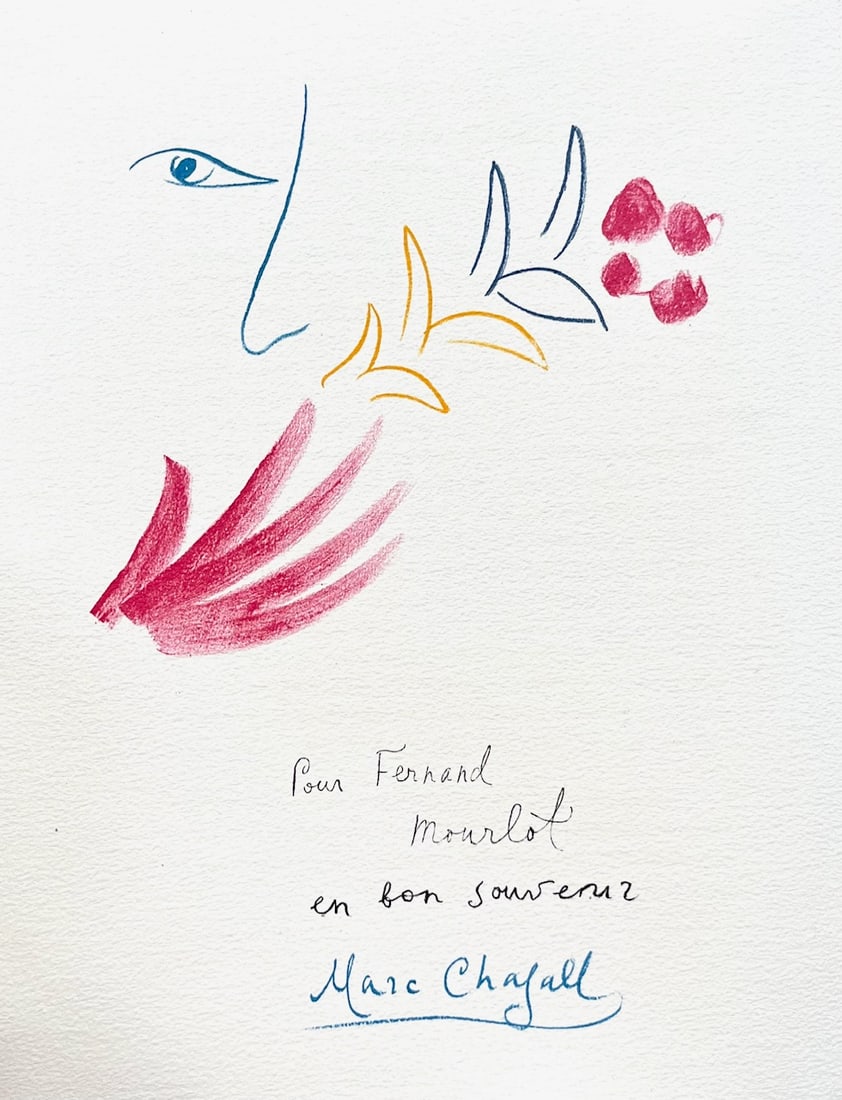 Marc Chagall Lithograph 19-1 A meme la pierre 1982: Title: Marc Chagall Lithograph 19-1 A meme la pierre 1982 Description: Title: Composition Artist: Marc Chagall Country: France Medium: Lithograph - 19-1 Marks: Signed in plate, not numbered Paper size