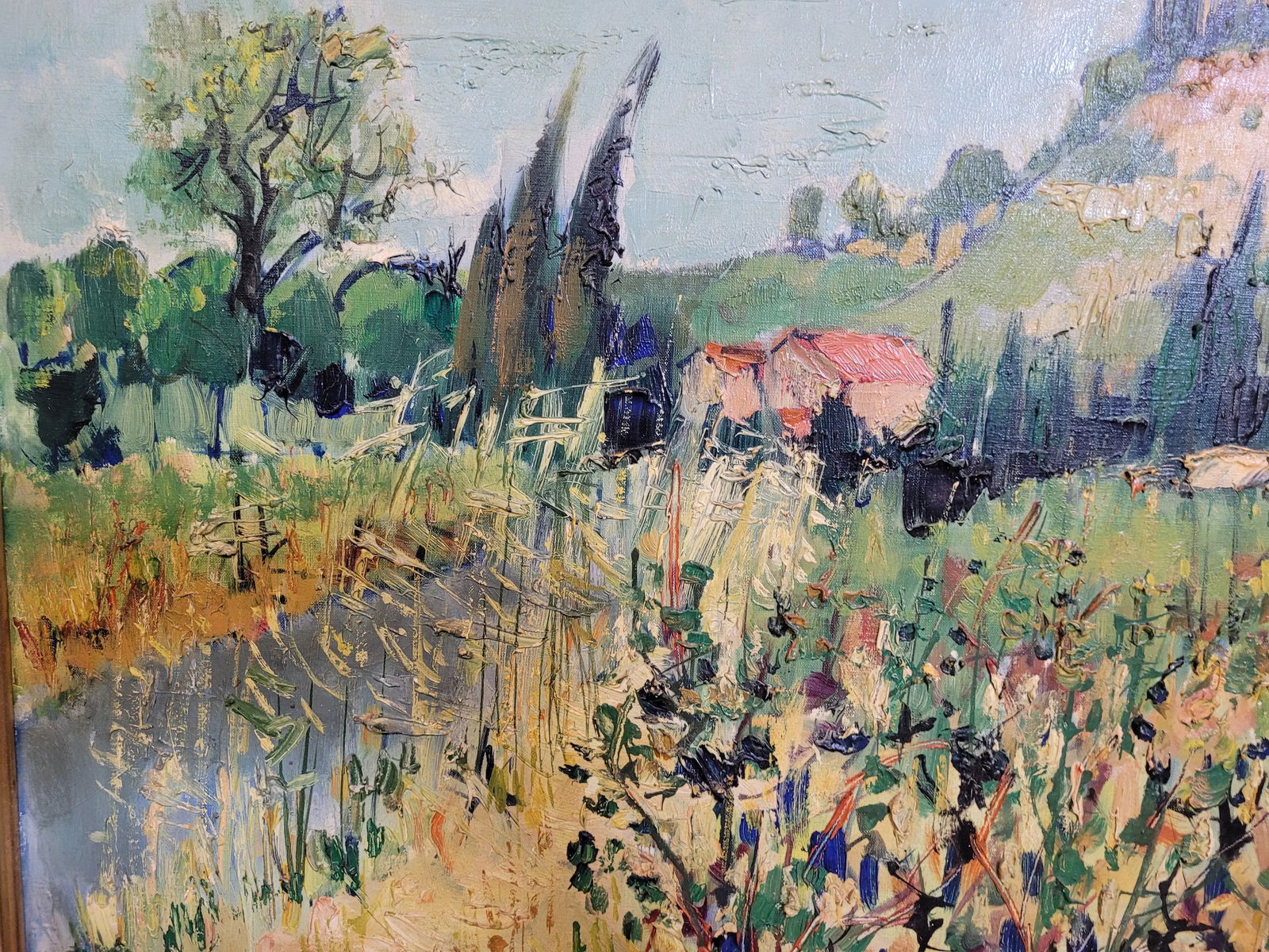 1950s Impressionist Plein Air Landscape Oil Painting by Yolande Ardissone, Framed - 6