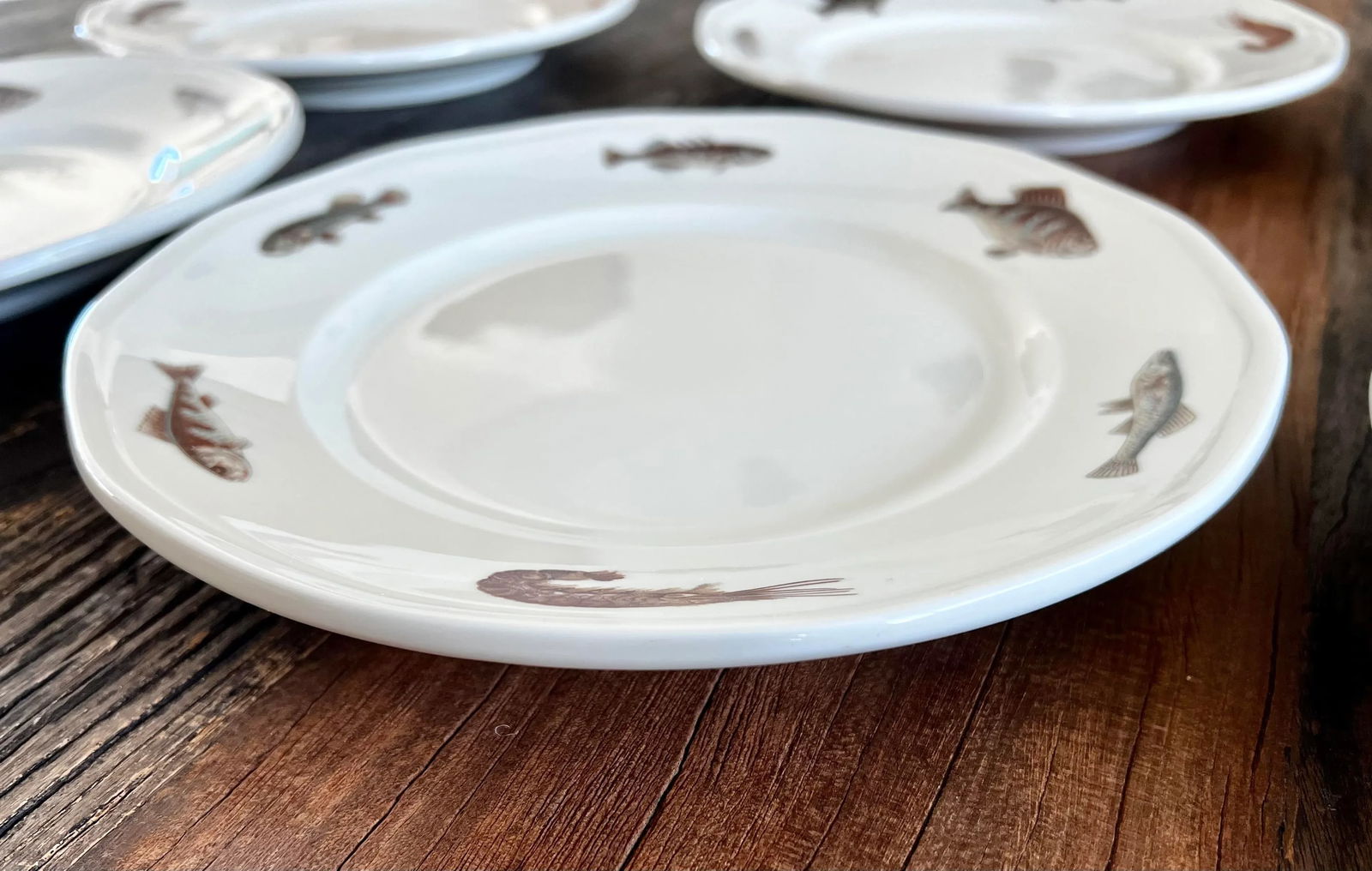 1970s Richard Ginori Italy Nautical Fish Porcelain Plates- Set of 6 - 5