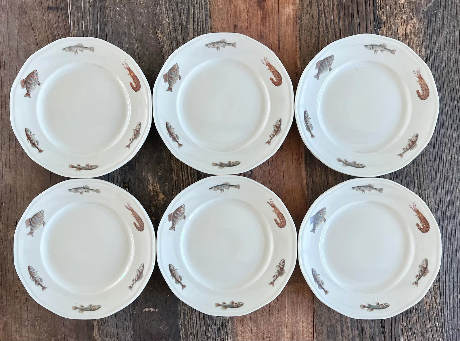 1970s Richard Ginori Italy Nautical Fish Porcelain Plates- Set of 6 - 9