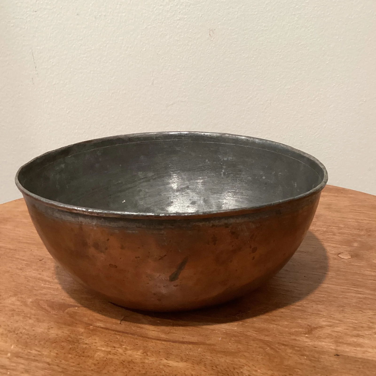 Vintage Early 20th Century Handmade Hammered Copper Inside Silvered Bowl - 13