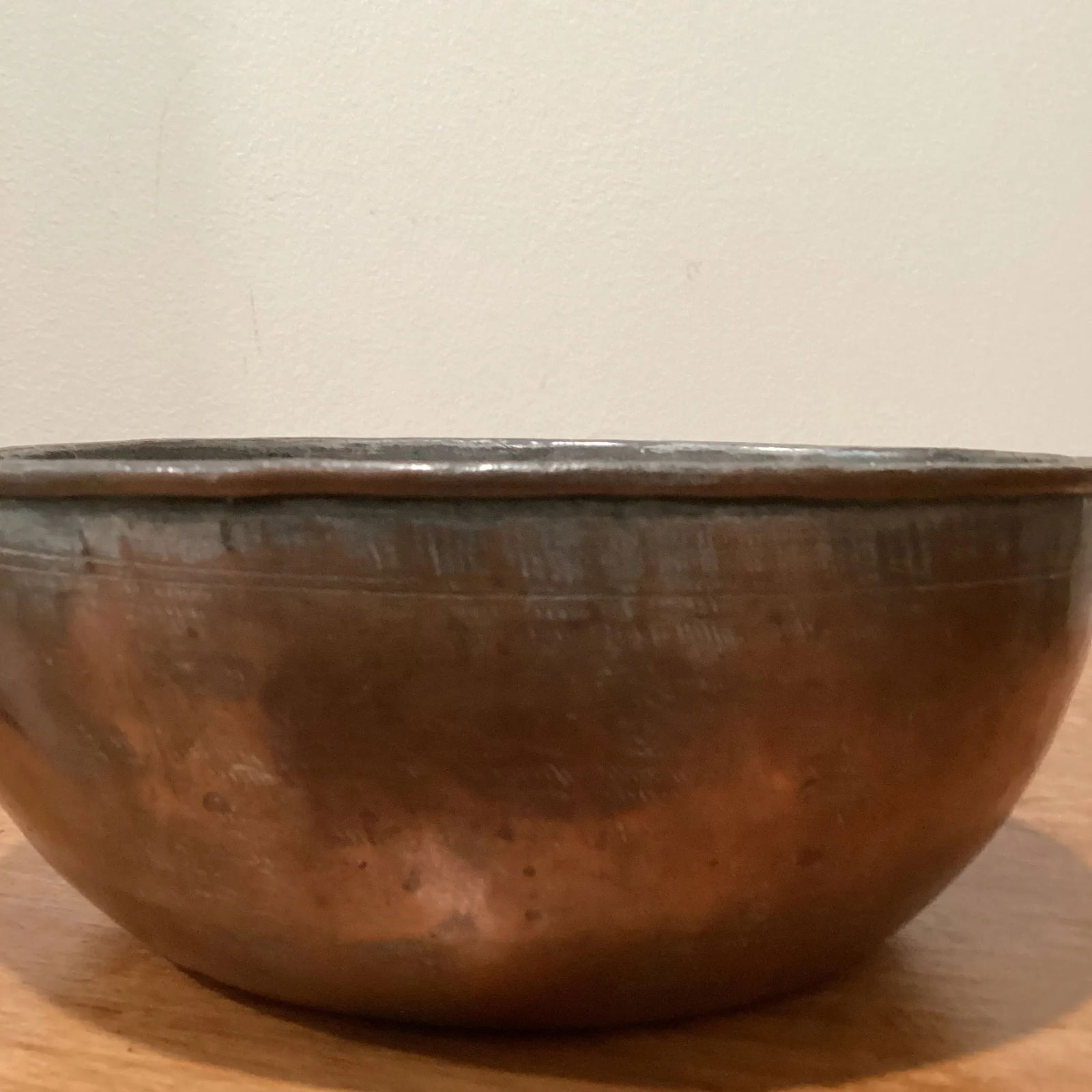 Vintage Early 20th Century Handmade Hammered Copper Inside Silvered Bowl - 4