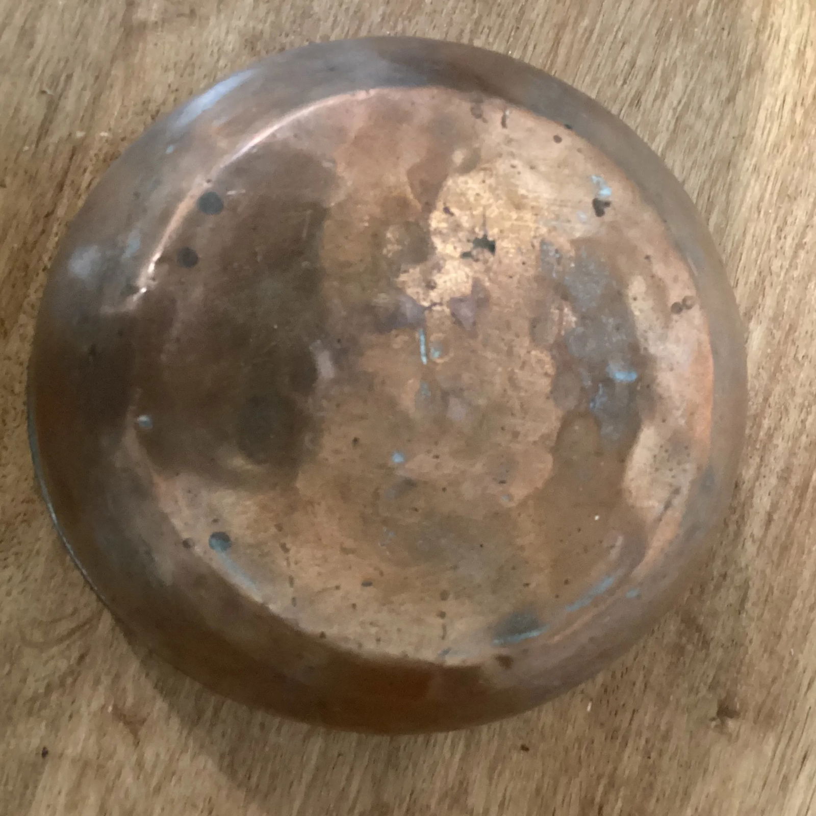 Vintage Early 20th Century Handmade Hammered Copper Inside Silvered Bowl - 7