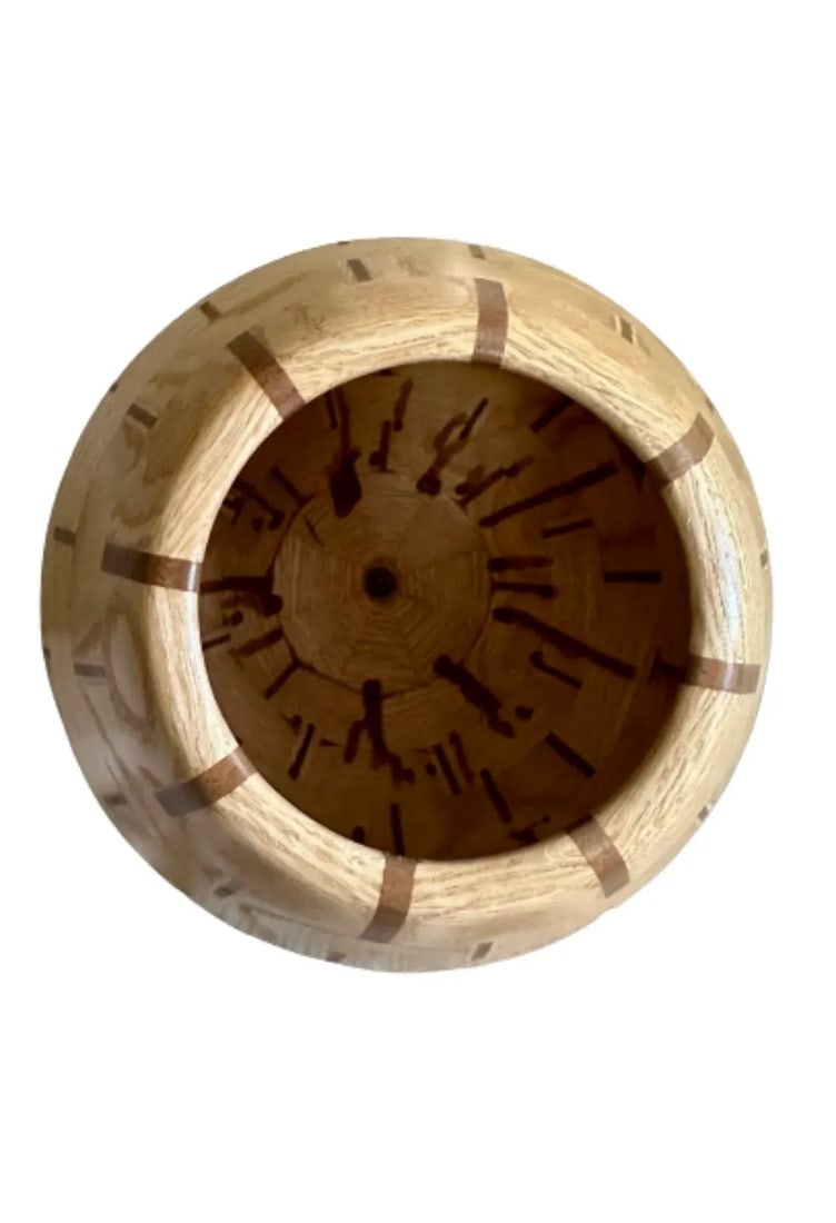 1970s Artisan Segmented Maple and Walnut Vase - 3