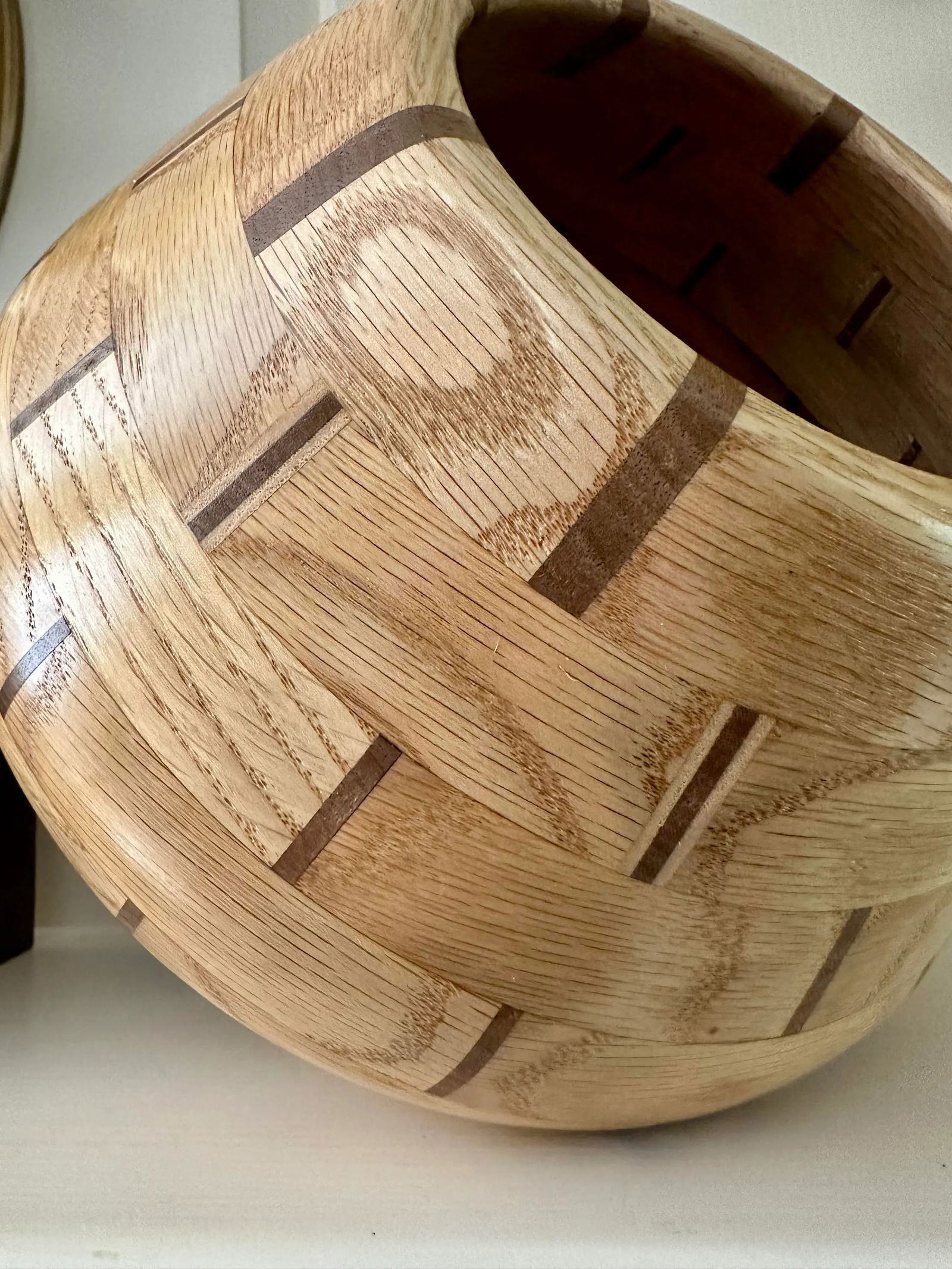 1970s Artisan Segmented Maple and Walnut Vase - 6
