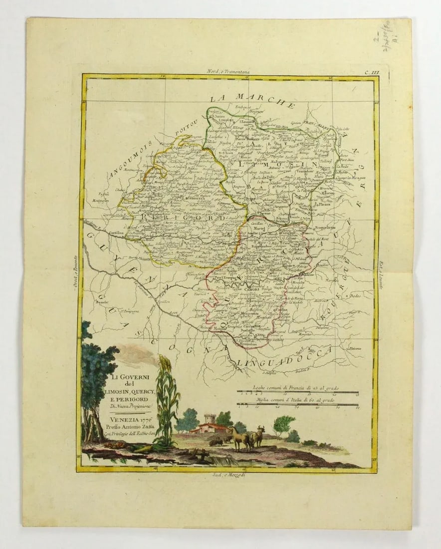 1776 Map of Limousin France by Antonio Zatta (1722-1804) Atlante Novissimo - 13