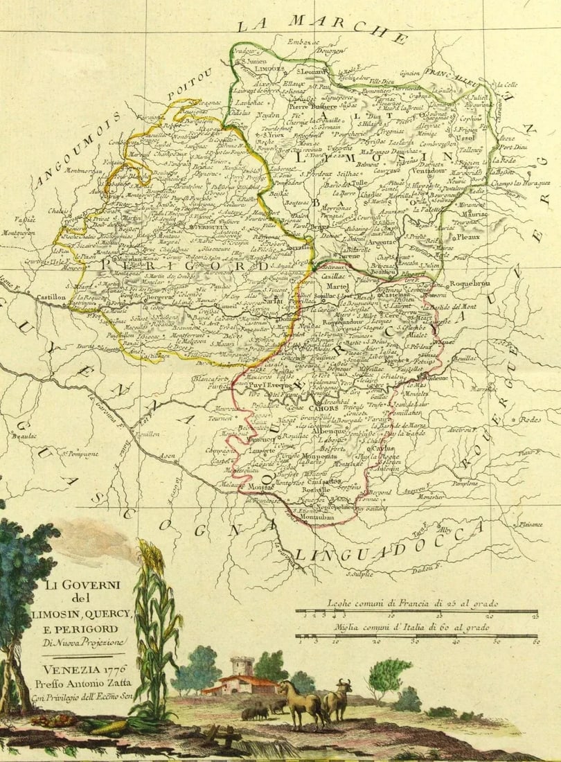 1776 Map of Limousin France by Antonio Zatta (1722-1804) Atlante Novissimo - 2