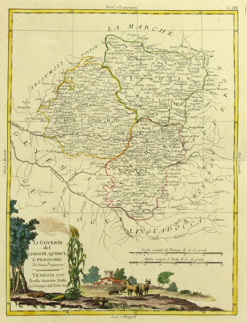 1776 Map of Limousin France by Antonio Zatta (1722-1804) Atlante Novissimo - 3