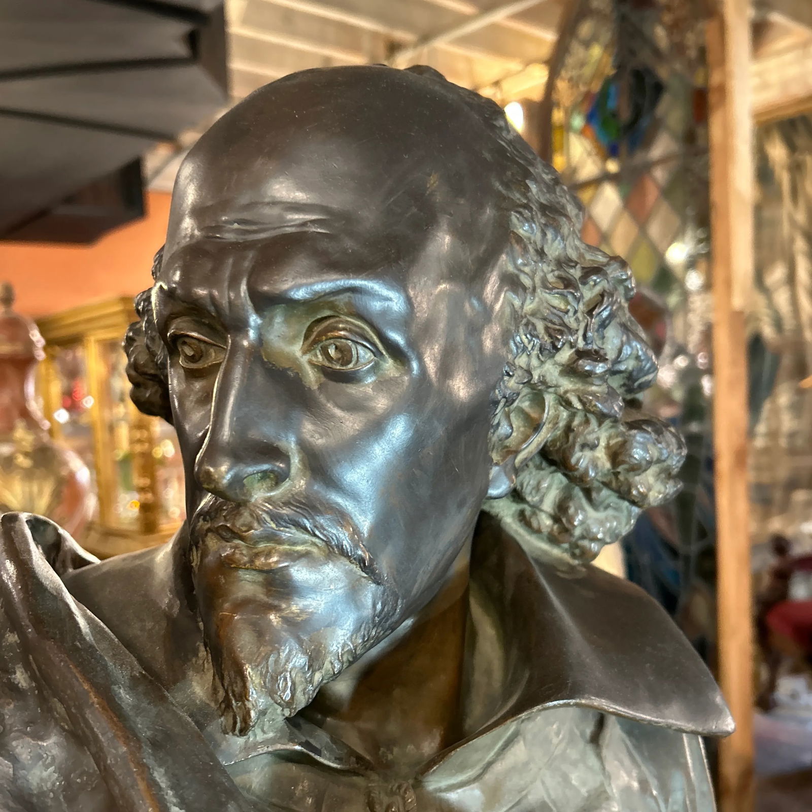 Late 19th Century Original Period French Patinated Bronze Bust of Shakespeare Signed A. Carrier - 11