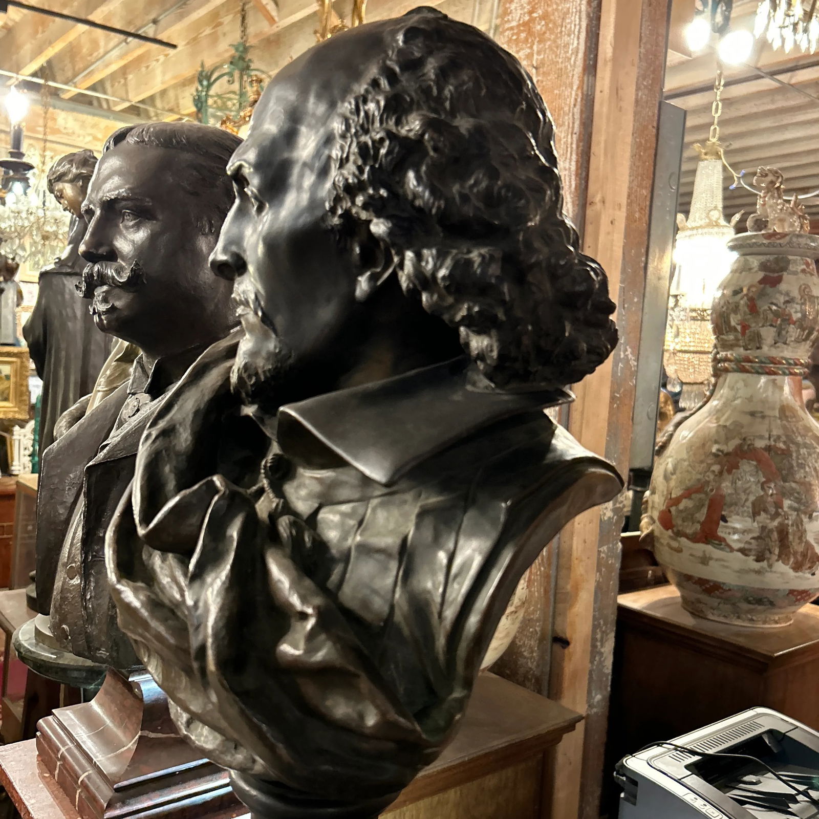 Late 19th Century Original Period French Patinated Bronze Bust of Shakespeare Signed A. Carrier - 12