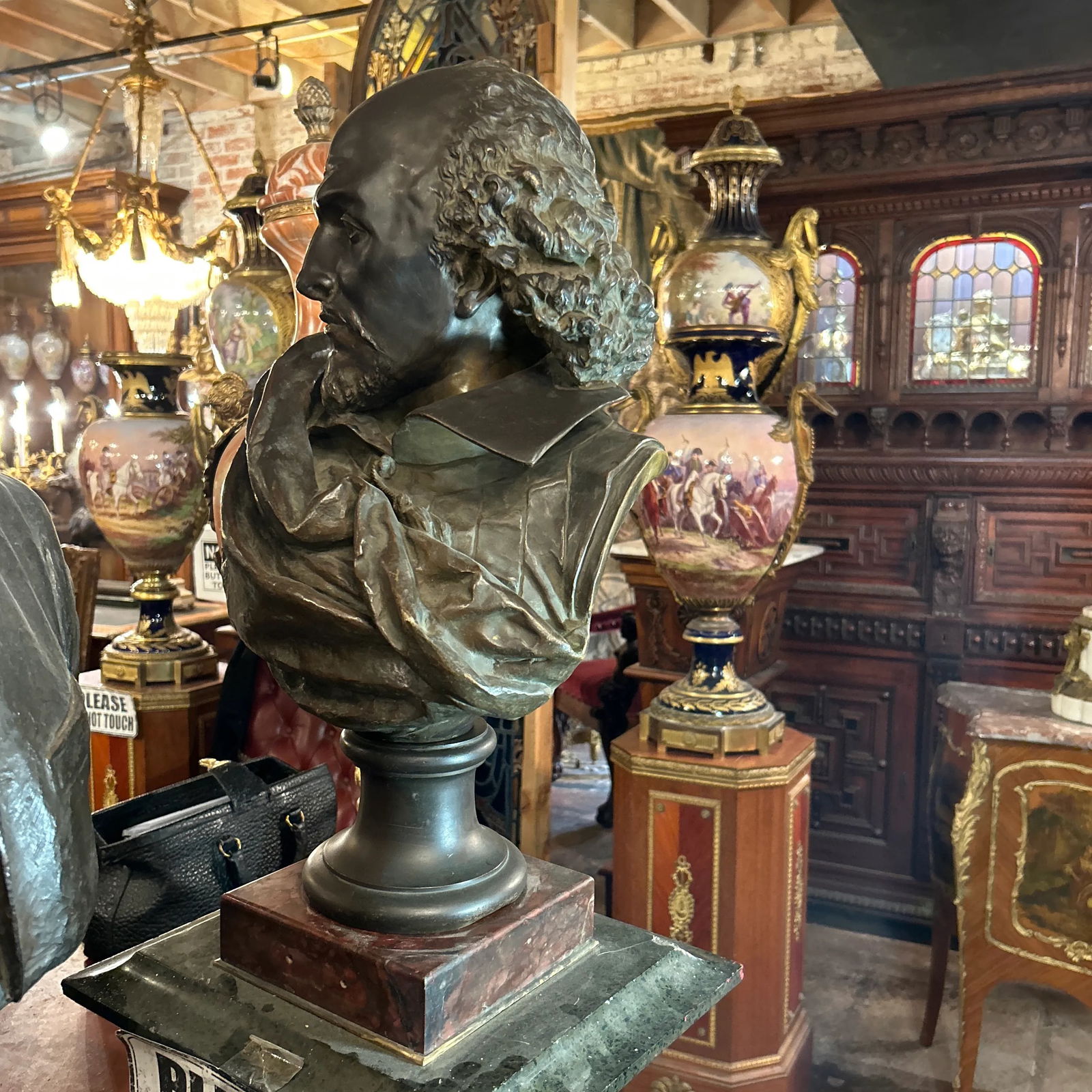 Late 19th Century Original Period French Patinated Bronze Bust of Shakespeare Signed A. Carrier - 4