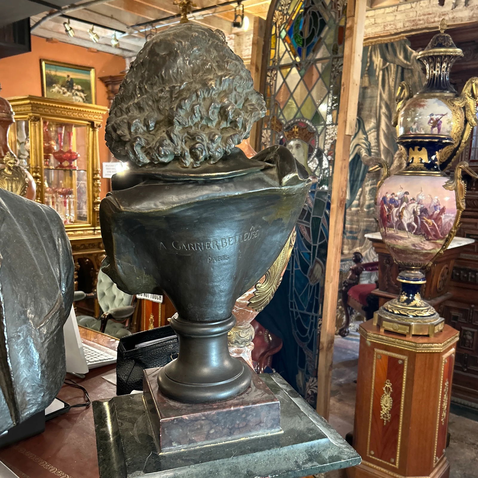 Late 19th Century Original Period French Patinated Bronze Bust of Shakespeare Signed A. Carrier - 6