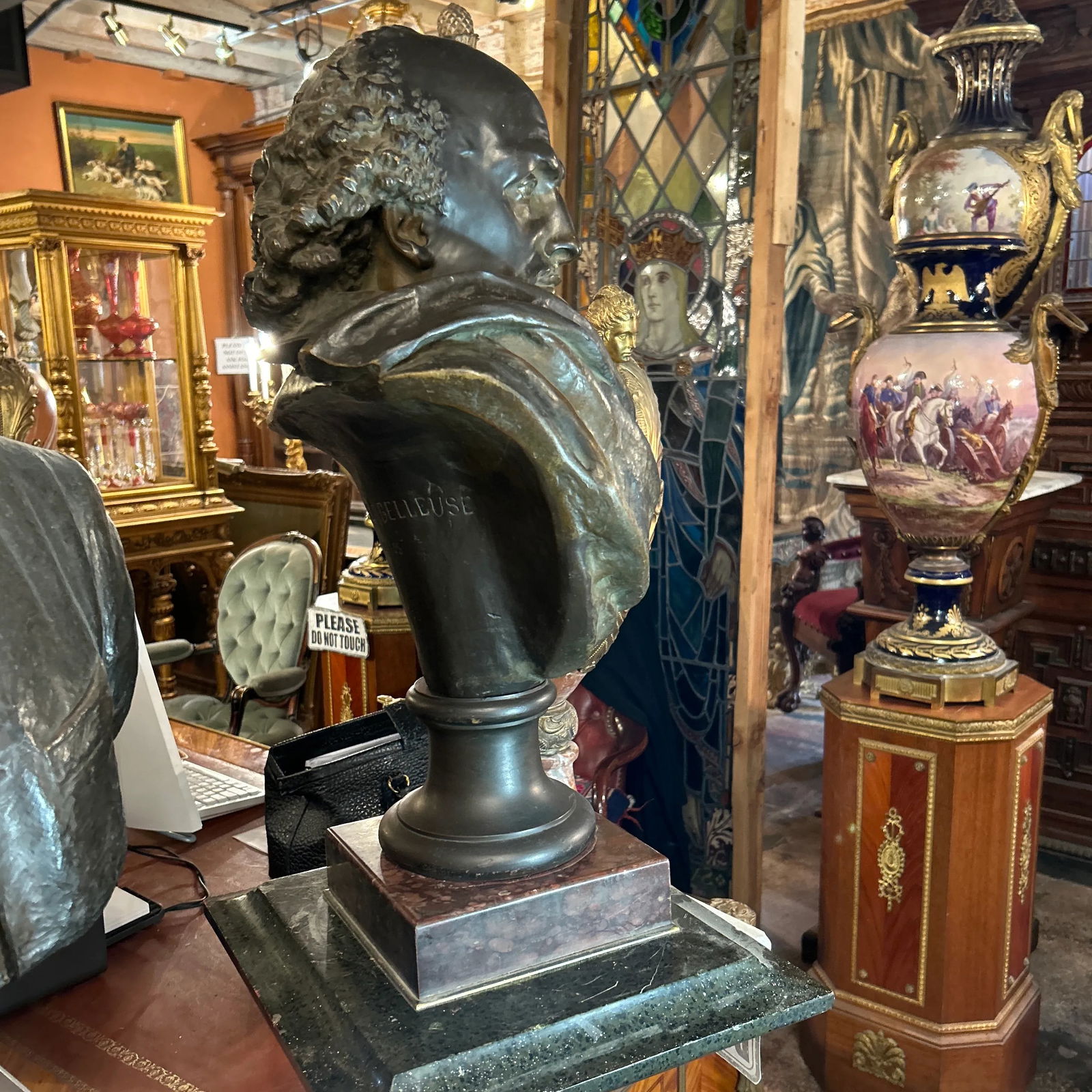 Late 19th Century Original Period French Patinated Bronze Bust of Shakespeare Signed A. Carrier - 8