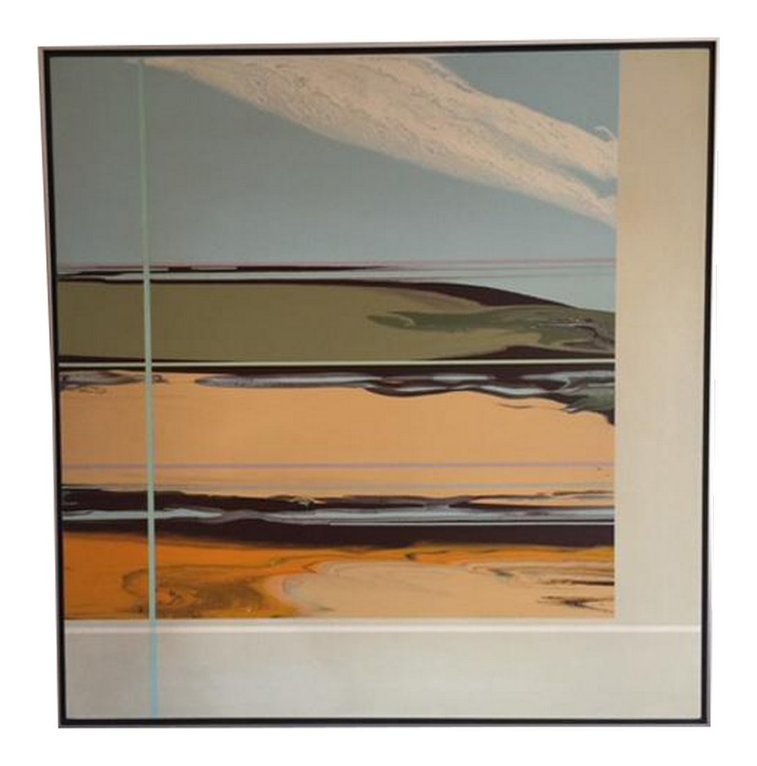 Minimalist Landscape Painting by Brian Richard Fisher: Minimalist colorful shape from Canada Brian Richard Fisher spends some time, during the long winter, through the window, he catches a glimpse of the earth. Condition: Unknown; Some Imperfections;