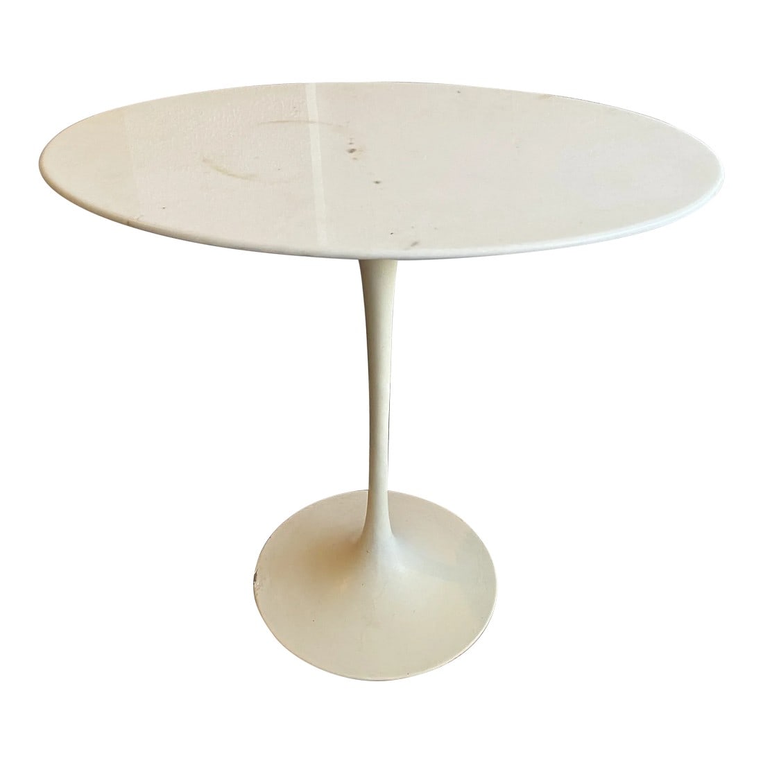 1960s Vintage Knoll Style White Marble Top Eero Saarinen Style Oval Tulip Side Table (1 of 13)