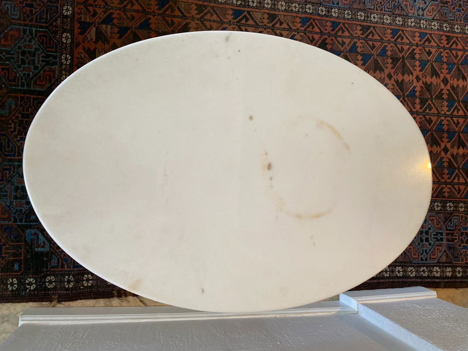 1960s Vintage Knoll Style White Marble Top Eero Saarinen Style Oval Tulip Side Table - 5
