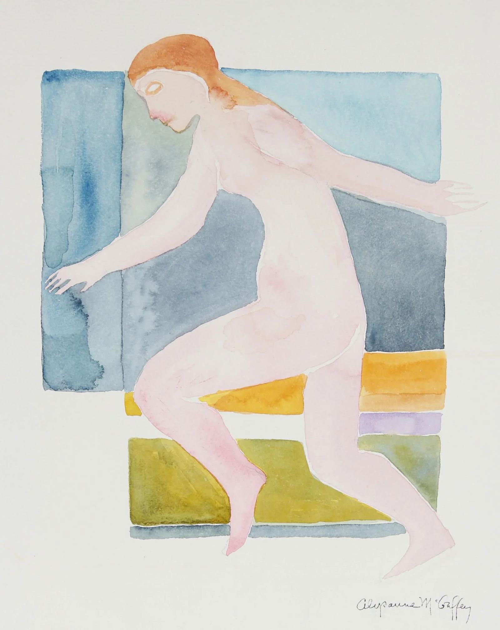 Dancing Female Nude 20th Century Watercolor - 3