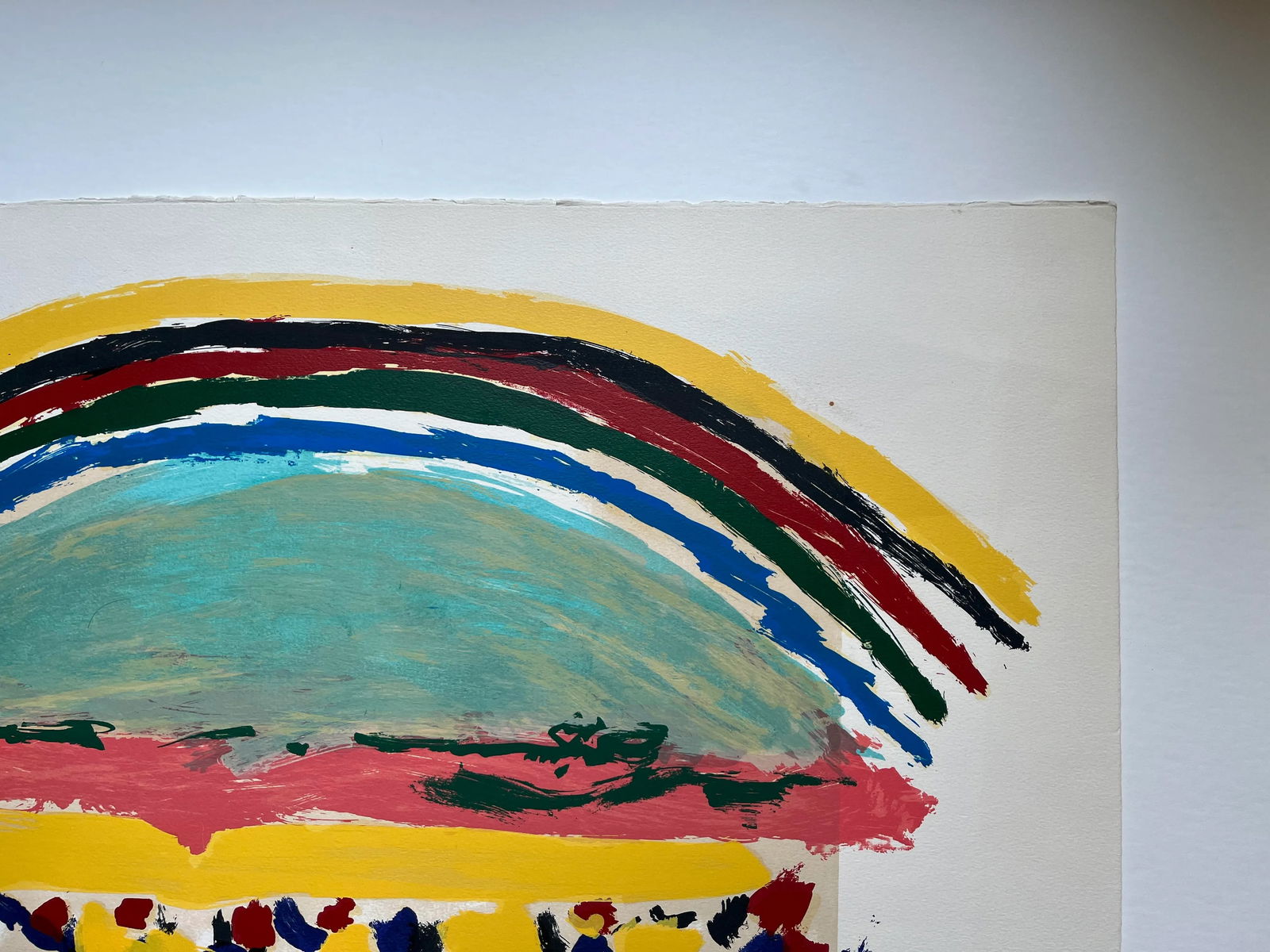 Original Hand Signed Limited Edition Menashe Kadishman Serigraph of Rainbow Over a Field - 2