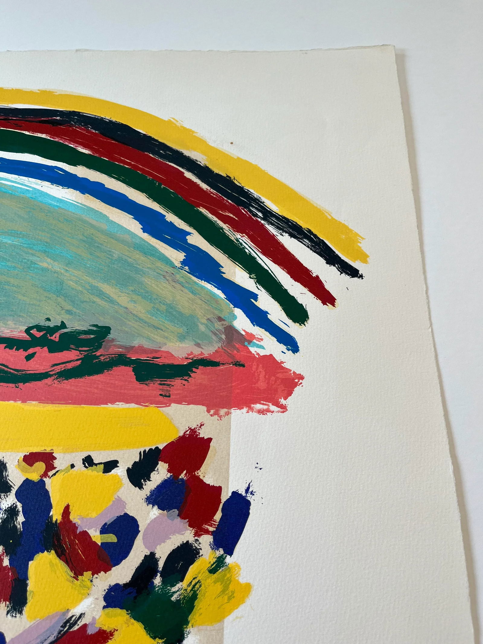 Original Hand Signed Limited Edition Menashe Kadishman Serigraph of Rainbow Over a Field - 4