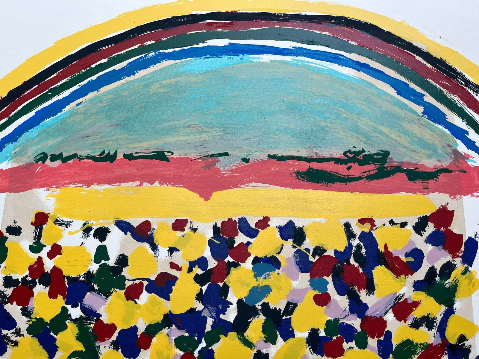Original Hand Signed Limited Edition Menashe Kadishman Serigraph of Rainbow Over a Field - 7