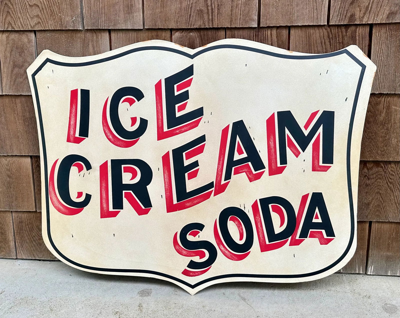 Large Pottery Barn Vintage-Style Metal Ice Cream Soda Sign - 10