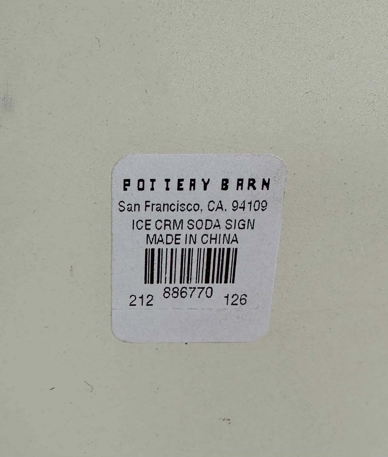 Large Pottery Barn Vintage-Style Metal Ice Cream Soda Sign - 9