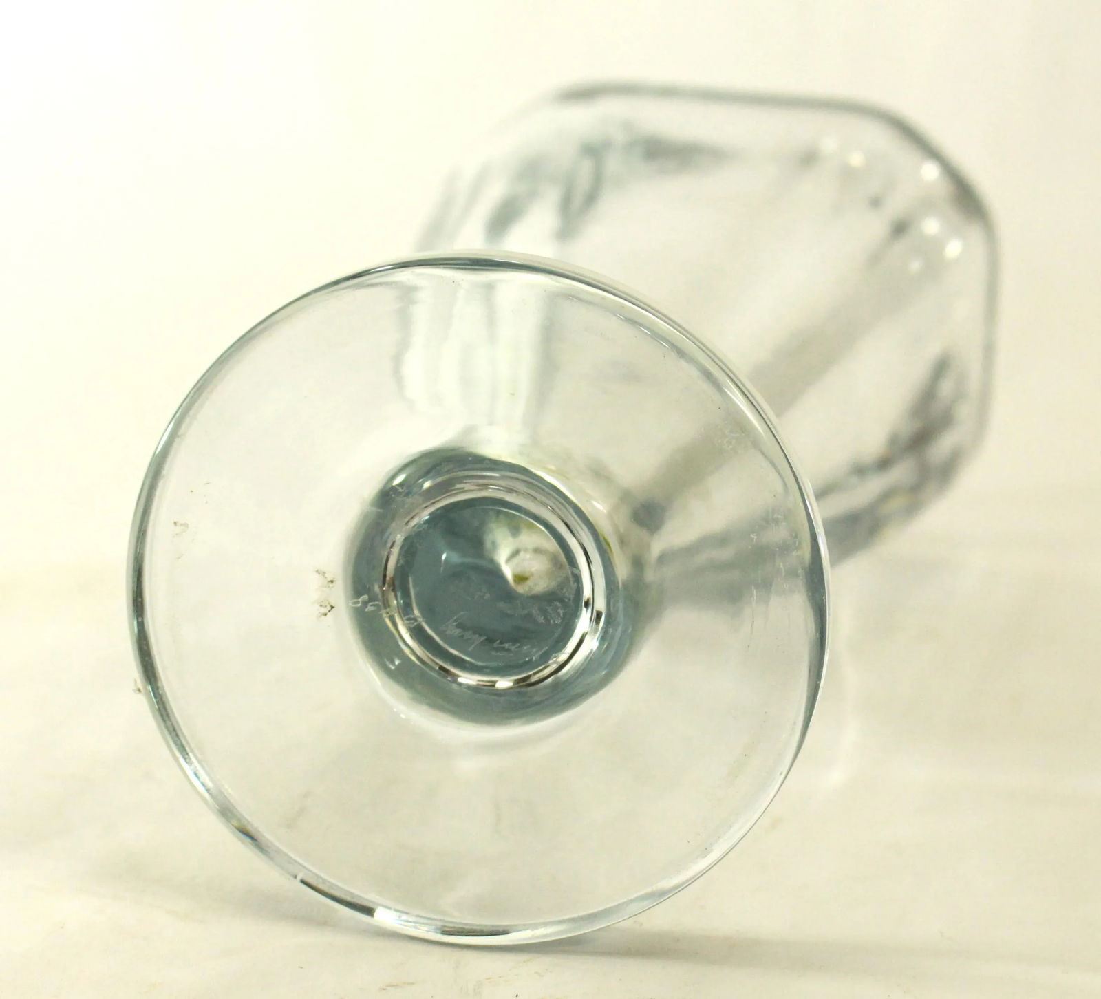 Mid 20th Century Mid Century Stromberg Swedish Art Glass Thick Crystal Vase, Signed B 438 - 10