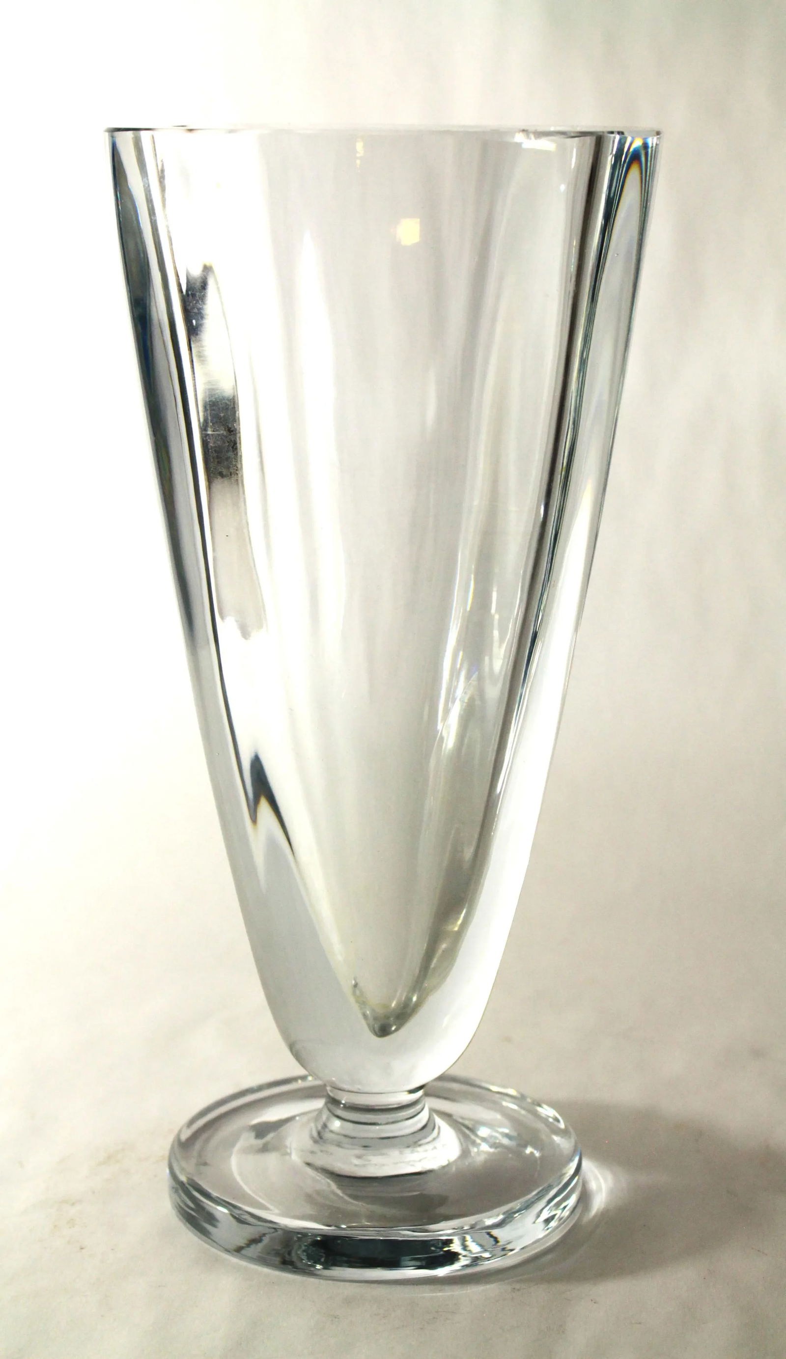 Mid 20th Century Mid Century Stromberg Swedish Art Glass Thick Crystal Vase, Signed B 438 - 2