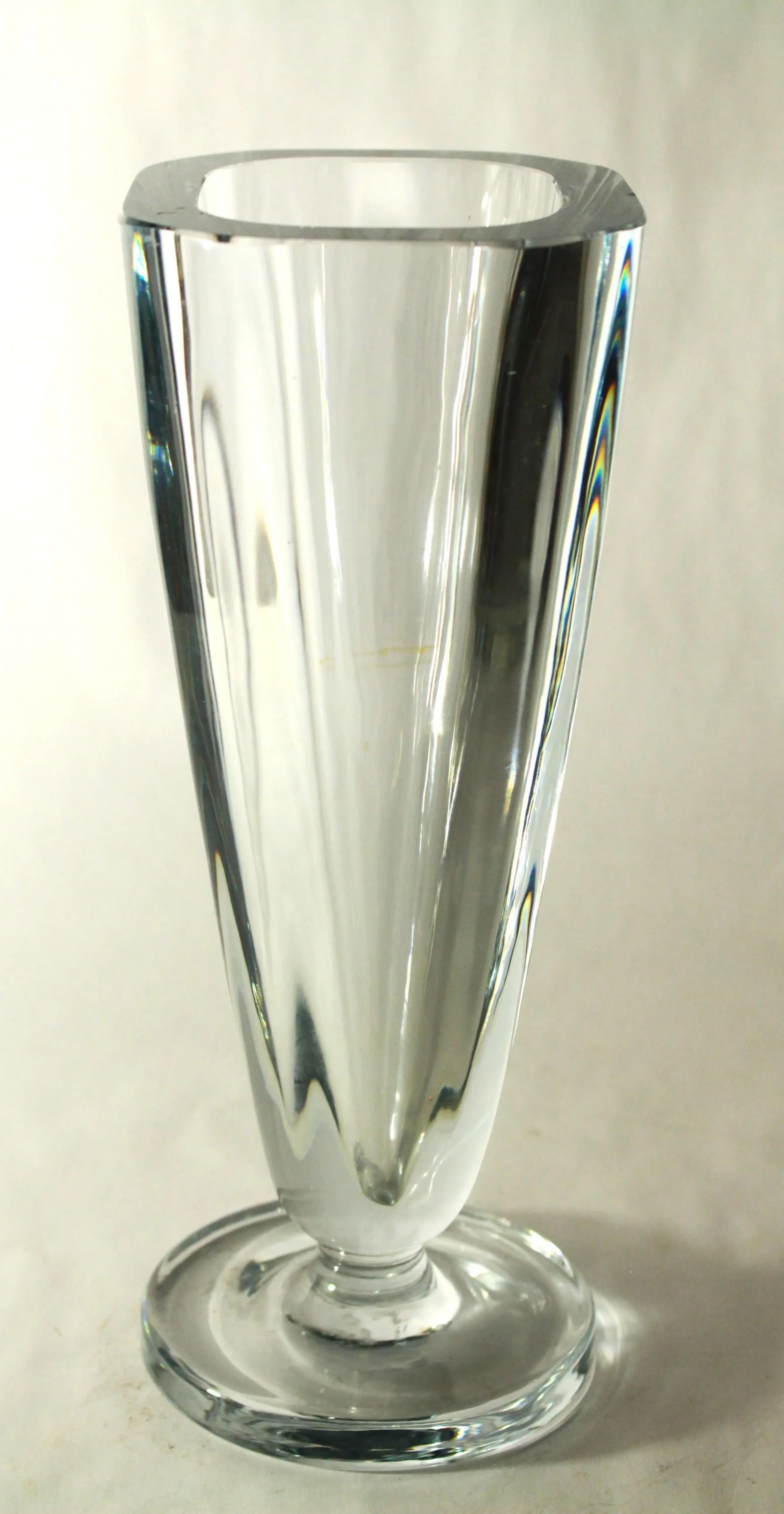 Mid 20th Century Mid Century Stromberg Swedish Art Glass Thick Crystal Vase, Signed B 438 - 4