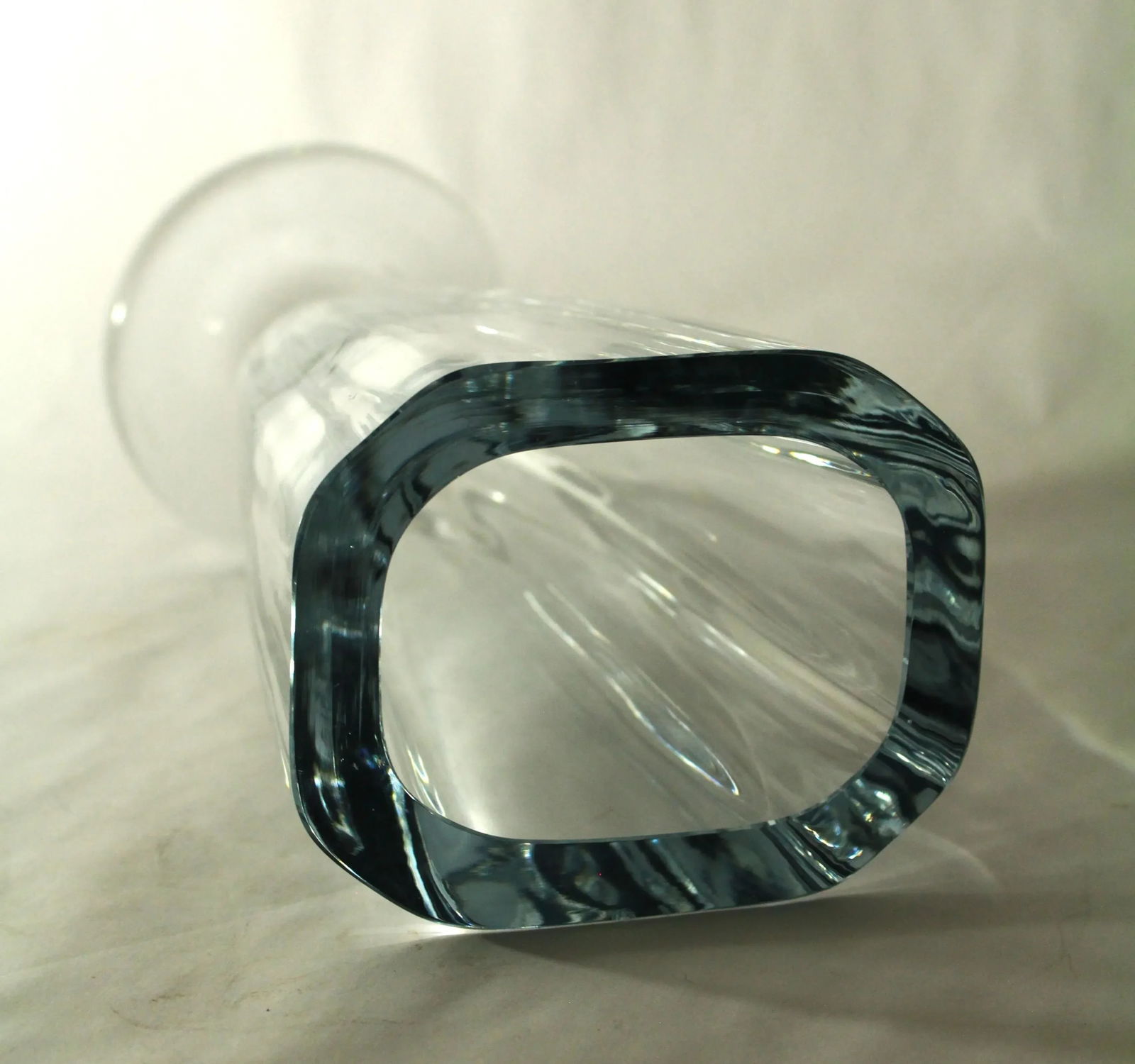 Mid 20th Century Mid Century Stromberg Swedish Art Glass Thick Crystal Vase, Signed B 438 - 5