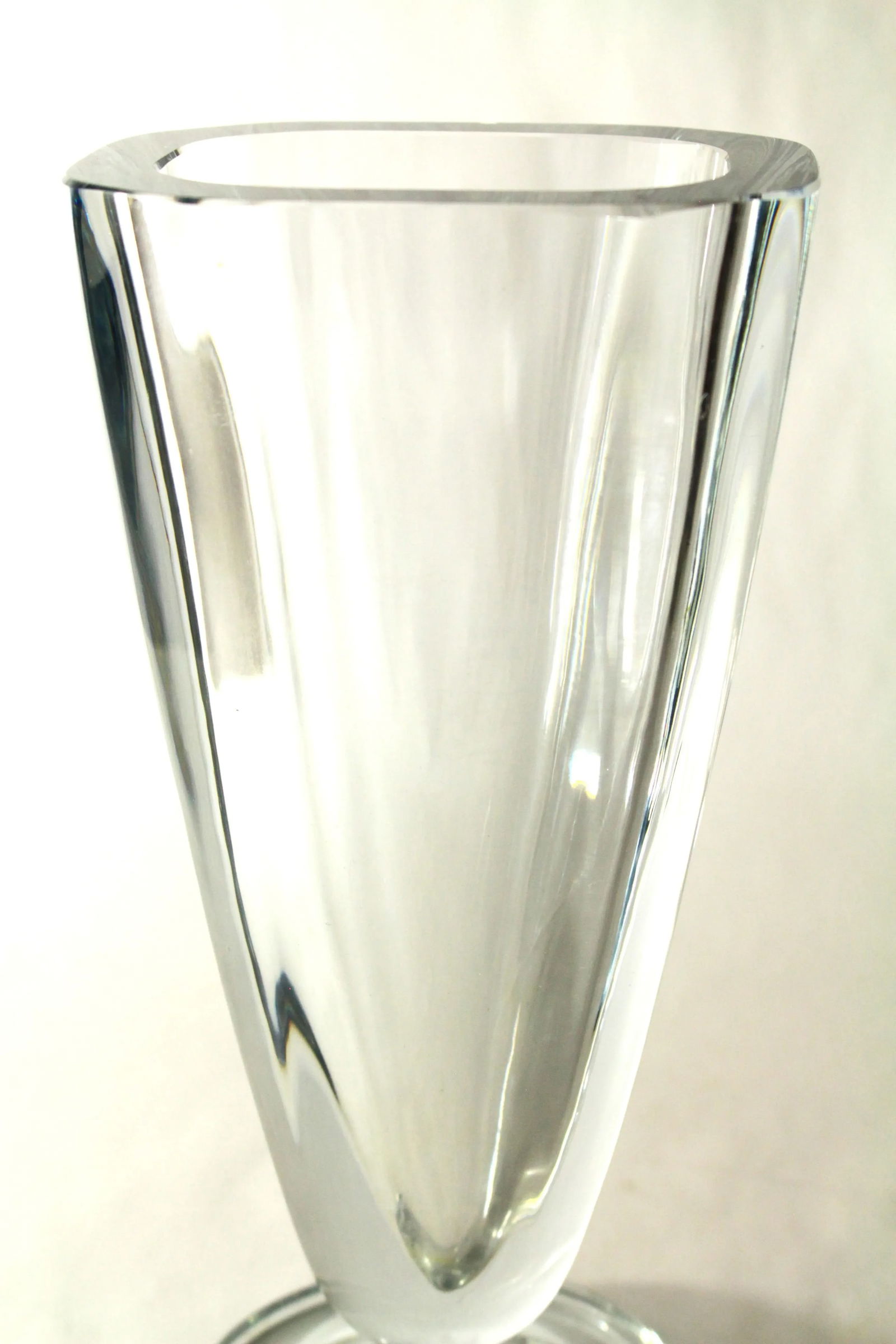 Mid 20th Century Mid Century Stromberg Swedish Art Glass Thick Crystal Vase, Signed B 438 - 8