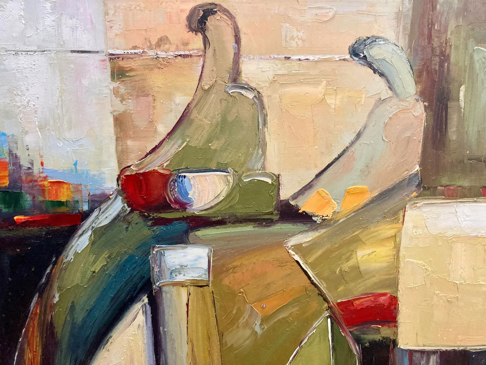 "Bountiful Dining" 1987 Oil Painting - 6