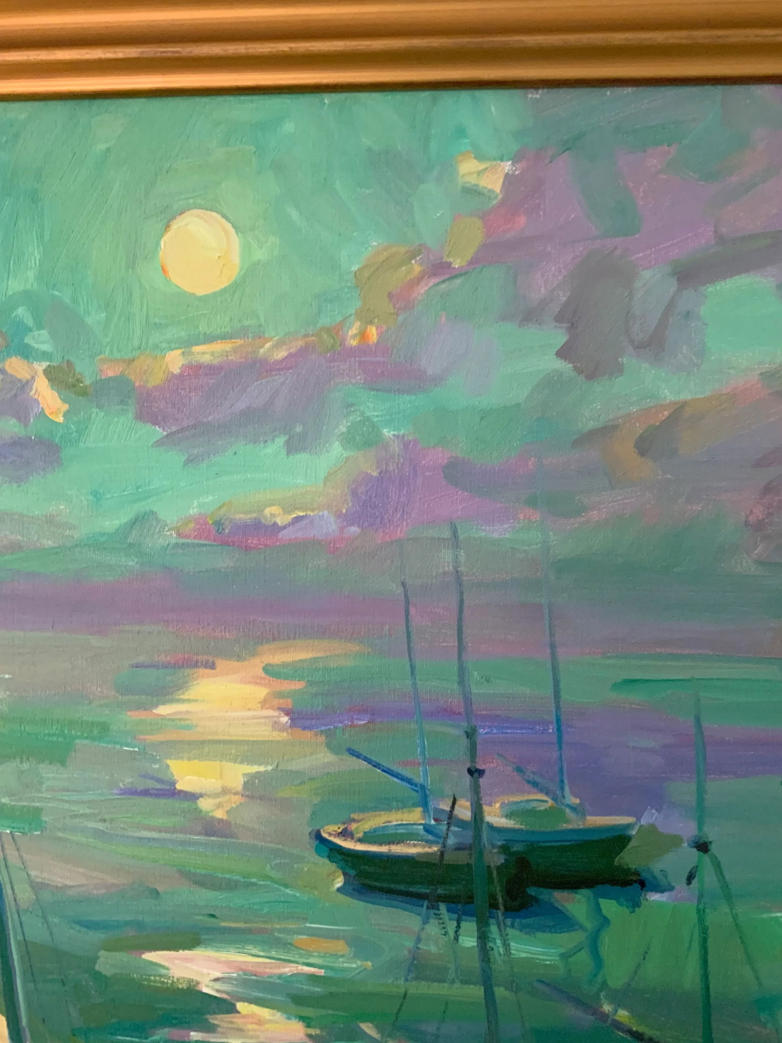 Moonlight Sail Impressionist Seascape Oil Painting by James P. Kerr - 2