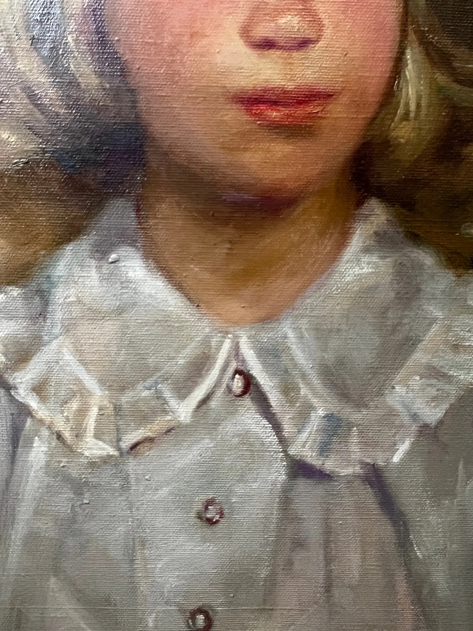 Timeless and Innocent Original Oil Painting Young Girl With Straw Hat - 7