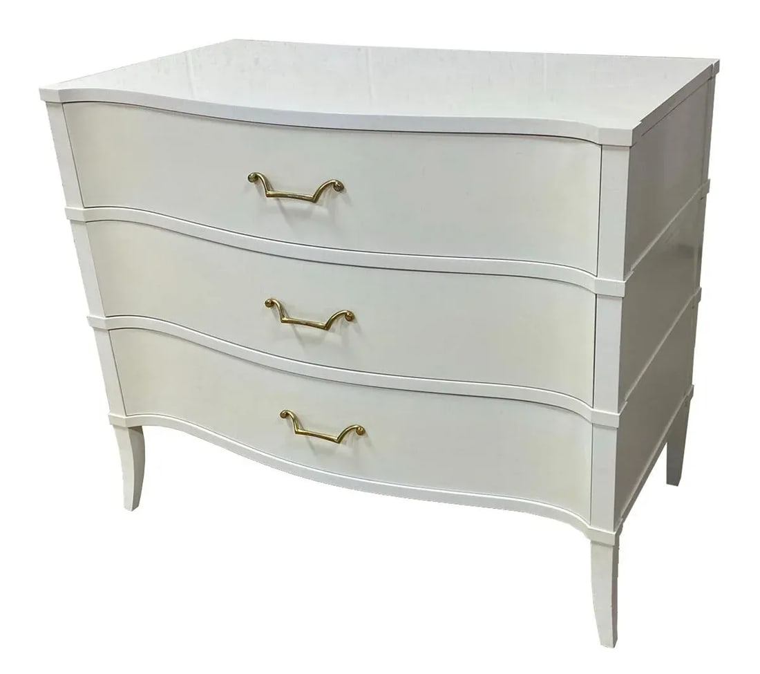 Linen Lacquer Finish With Brass Handles McCoy Bedside Chest From the Madeline Stuart Collection - 11