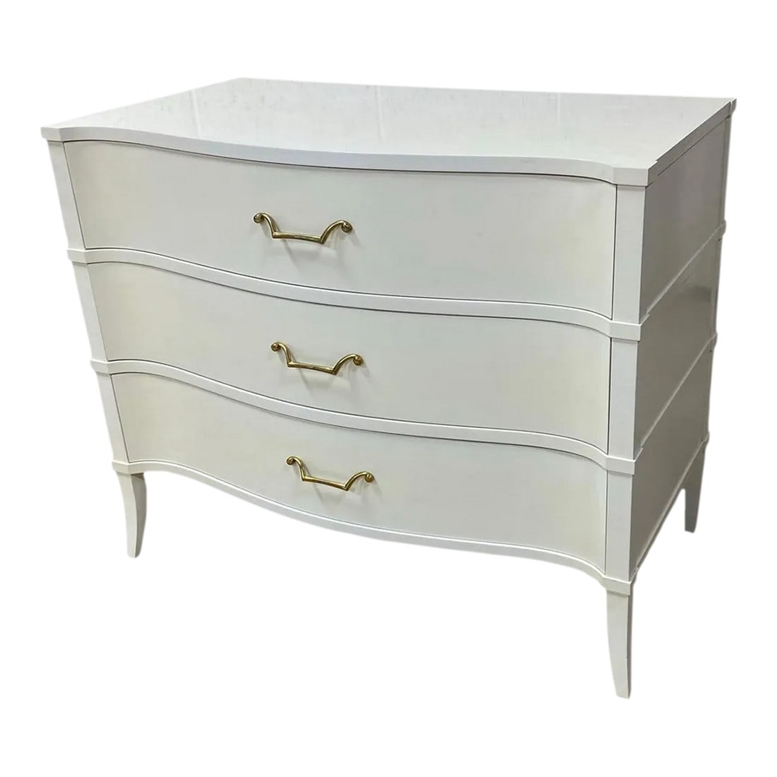 Linen Lacquer Finish With Brass Handles McCoy Bedside Chest From the Madeline Stuart Collection (1 of 11)