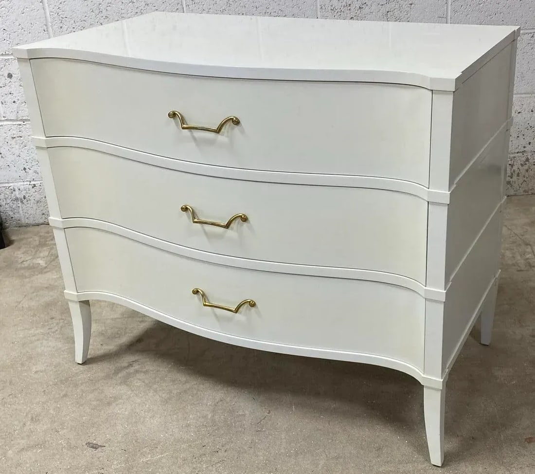 Linen Lacquer Finish With Brass Handles McCoy Bedside Chest From the Madeline Stuart Collection - 2