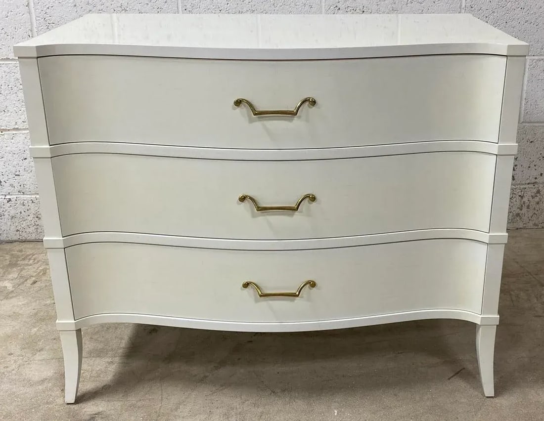 Linen Lacquer Finish With Brass Handles McCoy Bedside Chest From the Madeline Stuart Collection - 3