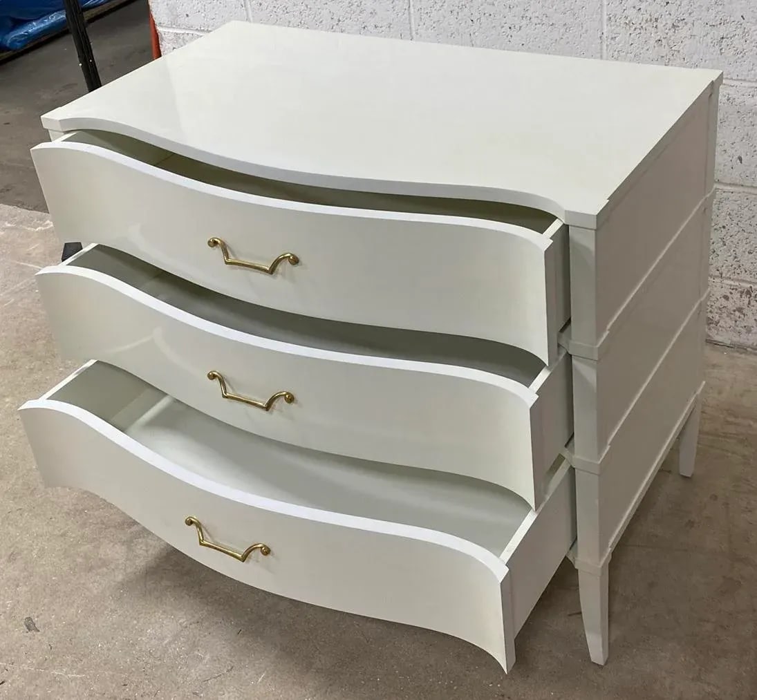 Linen Lacquer Finish With Brass Handles McCoy Bedside Chest From the Madeline Stuart Collection - 6