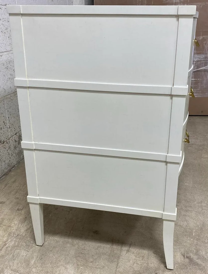 Linen Lacquer Finish With Brass Handles McCoy Bedside Chest From the Madeline Stuart Collection - 7