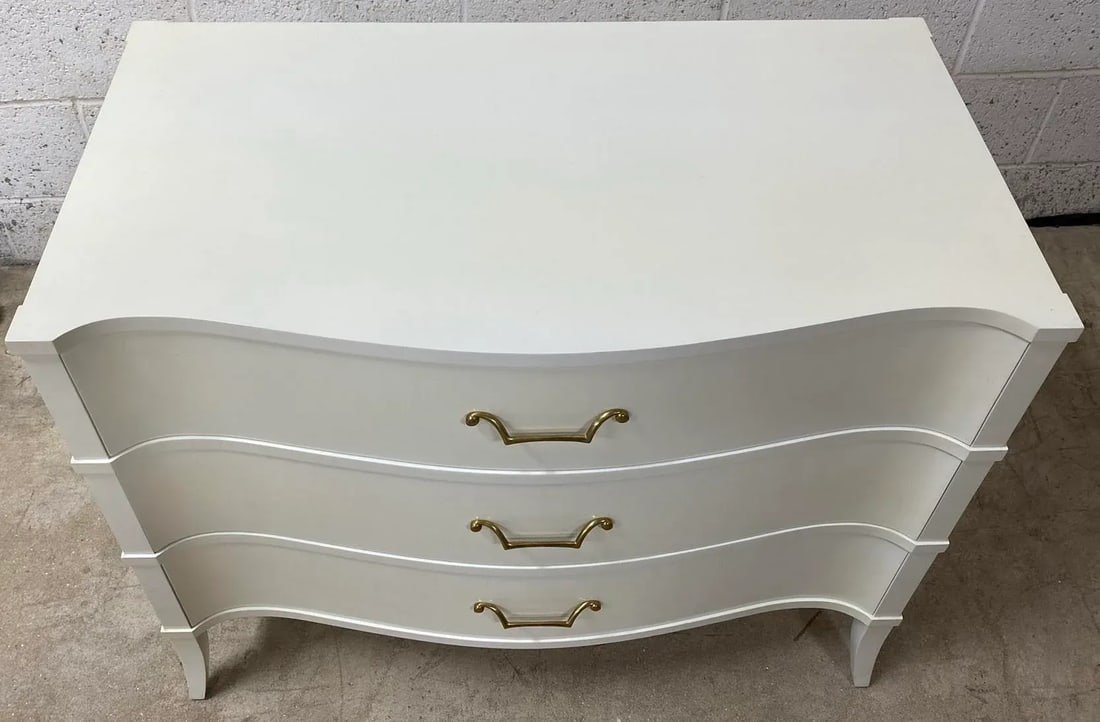 Linen Lacquer Finish With Brass Handles McCoy Bedside Chest From the Madeline Stuart Collection - 9