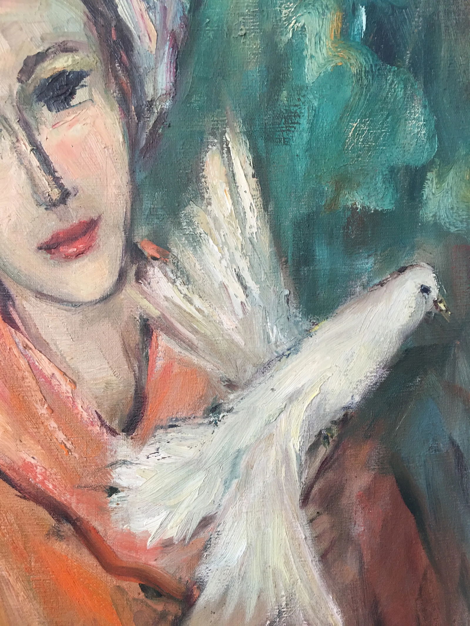 Early 1900s Lisa Giambastiani Portrait Painting, Framed - 2