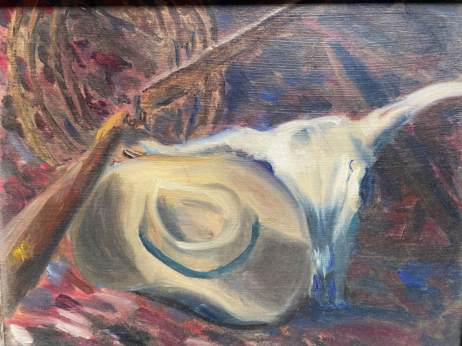 1950s Vintage Fauvist Southwestern Theme Oil Painting on Board, Framed - 5