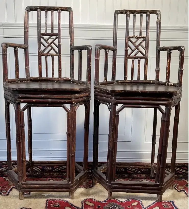 Pair of Early 20th Century Chinese Bamboo Chairs - 2