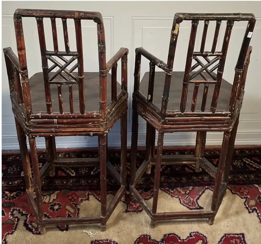 Pair of Early 20th Century Chinese Bamboo Chairs - 3